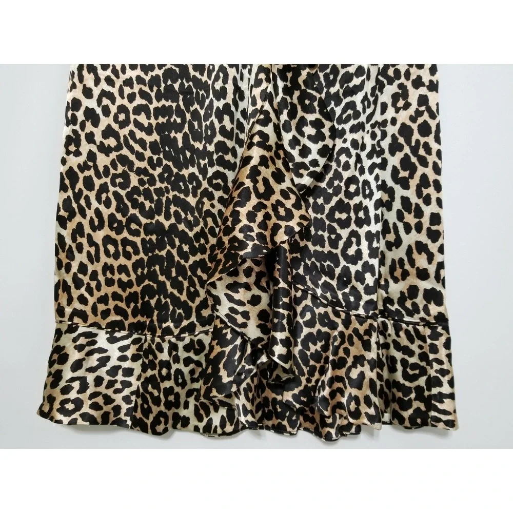 NWT GANNI‎ Leopard Print Satin Midi Skirt Size EU 40/ US 8 $295